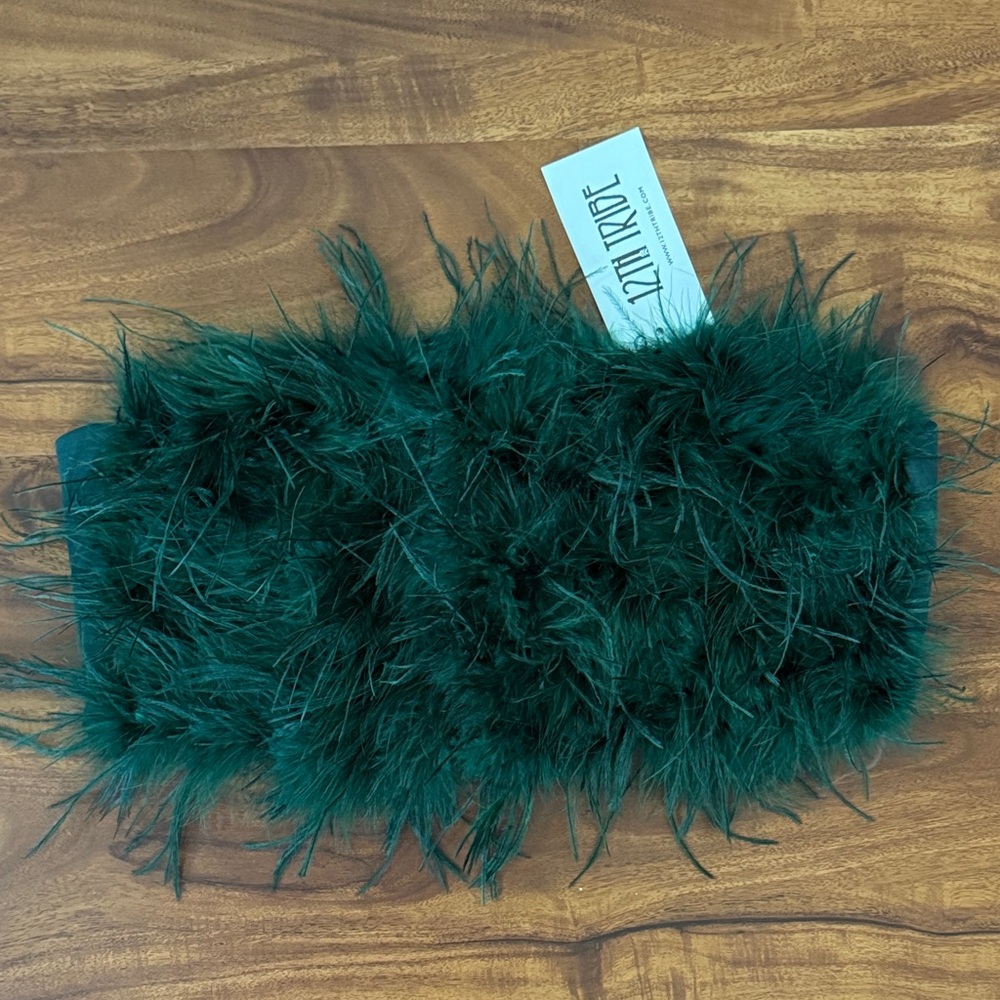 12th Tribe Deep Green Feather Tube Top